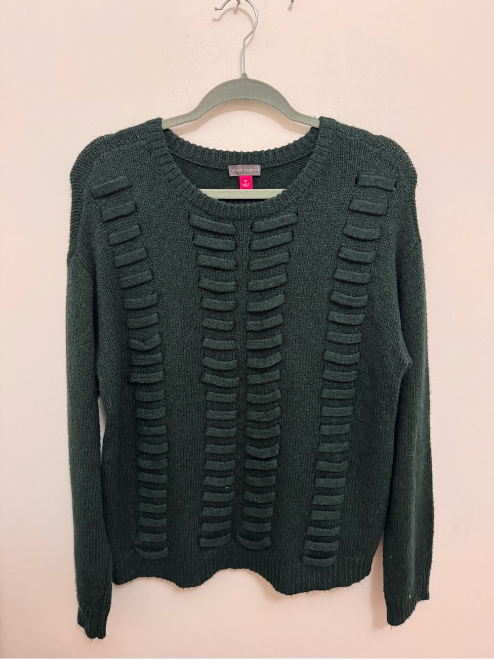Vince Camuto Deep Green Textured Crewneck Sweater